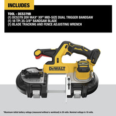 Dewalt 20V MAX XR Brushless Dual Trigger Lithium-Ion Cordless Mid-Size Bandsaw (Tool Only)