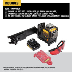 Dewalt 12V MAX 3 x 360 Degrees Red Line Laser
