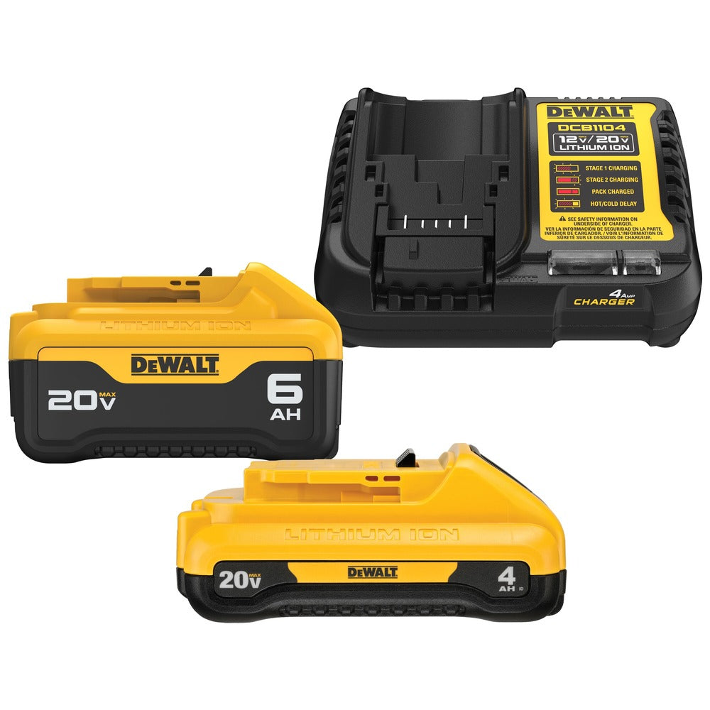 Factory Reconditioned Dewalt 20V MAX XR Lithium-Ion Batteries and Charger Starter Kit (4 Ah/6 Ah)