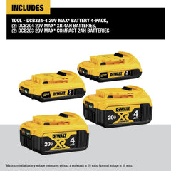 Factory Reconditioned Dewalt (2) 20V MAX 2 Ah Lithium-Ion Batteries and (2) 20V MAX XR 4 Ah Lithium-Ion Batteries