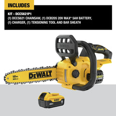 Factory Reconditioned Dewalt 20V MAX Brushless Compact Lithium-Ion 12 in. Cordless Chainsaw Kit (5 Ah)