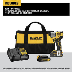 Factory Reconditioned Dewalt 20V MAX Brushless Lithium-Ion 1/4 in. Cordless Impact Driver Kit with 2 Batteries (1.5 Ah)