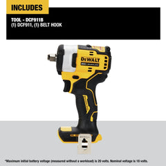 Factory Reconditioned Dewalt 20V MAX Brushless Lithium-Ion 1/2 in. Cordless Impact Wrench with Hog Ring Anvil (Tool Only)