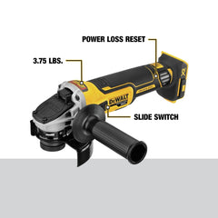 Factory Reconditioned Dewalt 20V MAX XR Lithium-Ion Brushless Slide Switch 4.5 in. Cordless Small Angle Grinder with KICKBACK BRAKE (Tool Only)