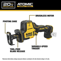 Factory Reconditioned Dewalt 20V MAX ATOMIC Lithium-Ion Brushless Cordless 4-Tool Combo Kit (2 Ah)