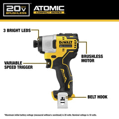 Factory Reconditioned Dewalt 20V MAX ATOMIC Lithium-Ion Brushless Cordless 4-Tool Combo Kit (2 Ah)