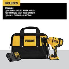 Factory Reconditioned Dewalt 20V MAX XR Lithium-Ion 16-Gauge Cordless Angled Finish Nailer Kit (2 Ah)