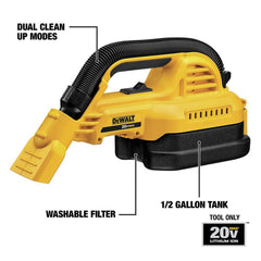 Factory Reconditioned Dewalt 20V MAX Lithium-Ion 1/2 gal. Cordless Wet/Dry Portable Vacuum (Tool Only)