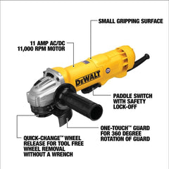 Factory Reconditioned Dewalt 11 Amp 4-1/2 in. Corded Small Angle Grinder with Wheel