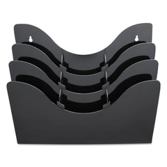 Deflecto 13.38 in. x 3.5 in. x 11.5 in. 6 Removable Dividers 3-Tier Document Organizer - Black