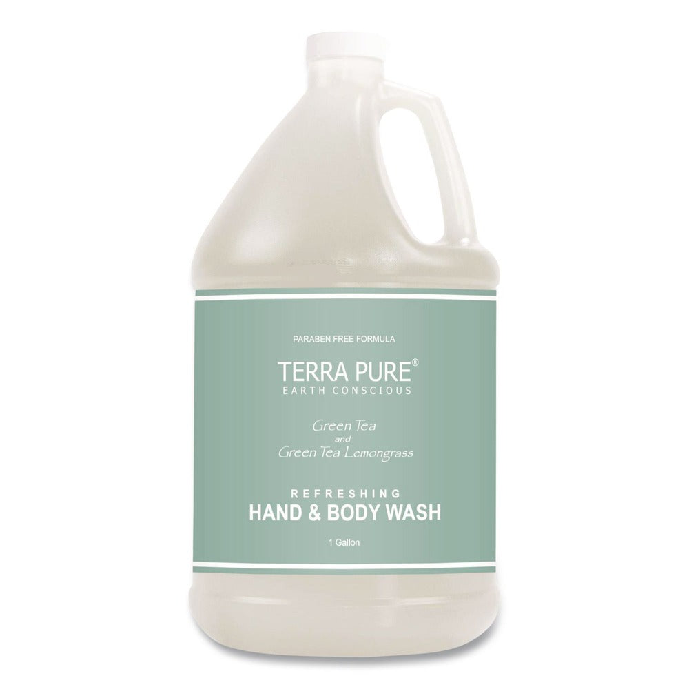 Diversified Hospitality Solutions Terra Pure 1-Gallon Bottle Body Wash - Green Tea and Lemongrass Scent