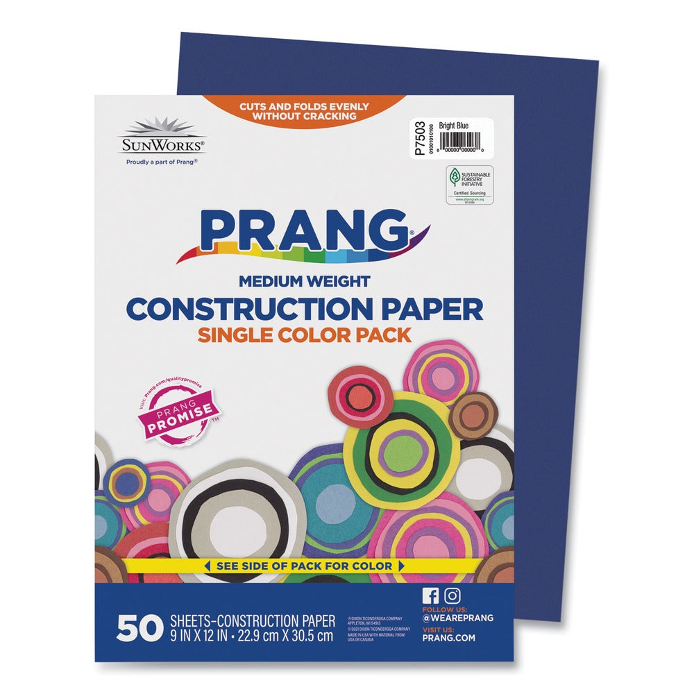 Prang SunWorks 9 x 12 50 lb. Text Weight Construction Paper - Bright Blue (50/Pack)