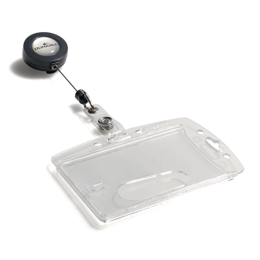 Durable Vertical/Horizontal Reel ID/Security Card Holder Set - Clear (10/Pack)
