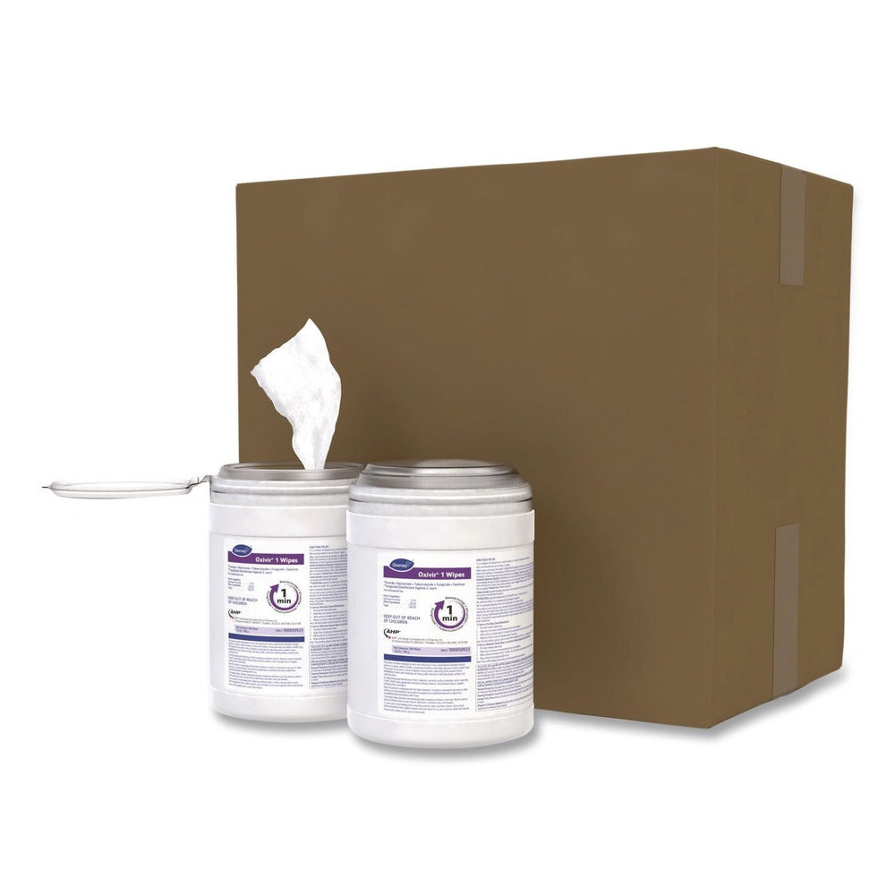 Diversey Care Oxivir 6 in. x 7 in. 1-Ply 1 Wipes (160/Canister, 12 Canisters/Carton)