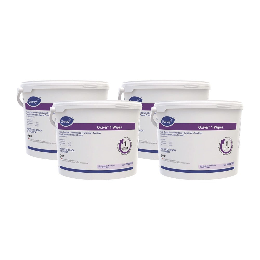 Diversey Care Oxivir 11 in. x 12 in. 1-Ply 1 Wipes (160/Canister, 4 Canisters/Carton)