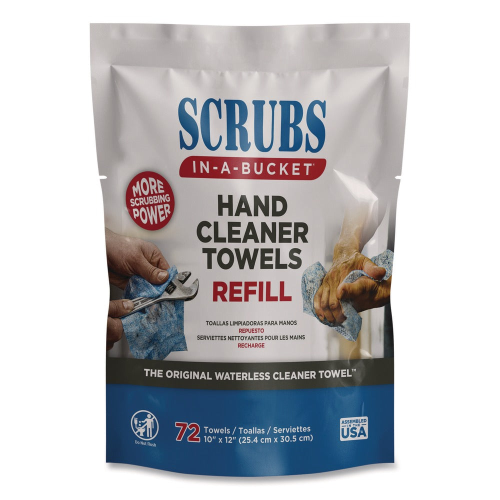 SCRUBS SCRUBS in-a-Bucket 10 in. x 12 in. 1-Ply Hand Cleaner Towels Refill - Citrus Blue/White (6/Carton)