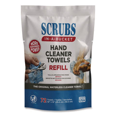 SCRUBS SCRUBS in-a-Bucket 10 in. x 12 in. 1-Ply Hand Cleaner Towels Refill - Citrus Blue/White (6/Carton)