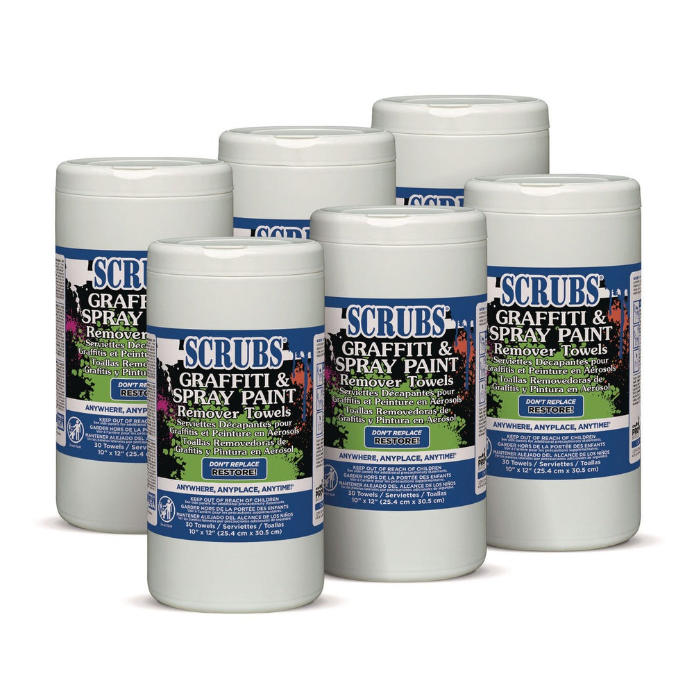 SCRUBS 90130 10 in. x 12 in. Graffiti and Paint Remover Towels (6/Carton)