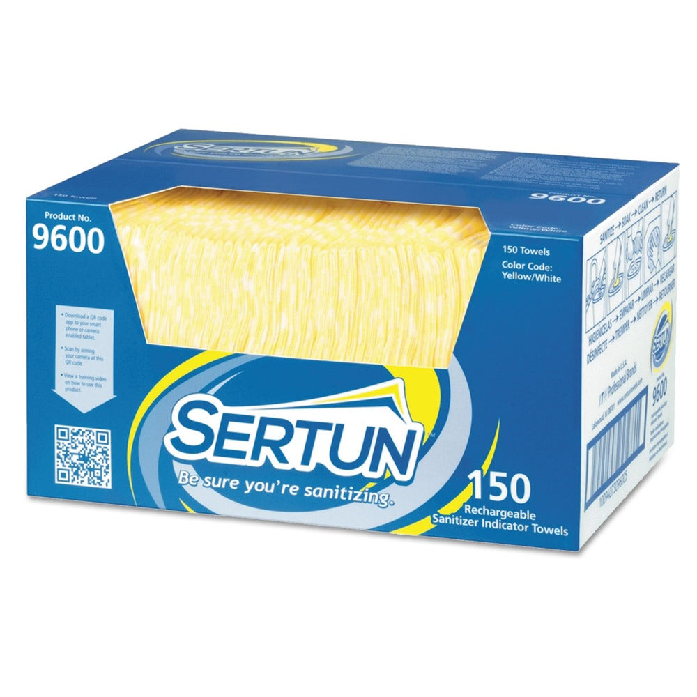 Sertun 13-1/2 in. Color-Changing Rechargeable Sanitizer Towels - Yellow/White/Blue (150/Carton)