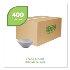 Eco-Products 40 oz Vanguard Renewable and Compostable Sugarcane Bowls - White (400/Carton)