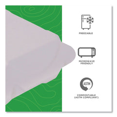 Eco-Products Vanguard 8 in. x 8 in. x 3 in. 3-Compartments Renewable and Compostable Sugarcane Clamshells - White (200/Carton)