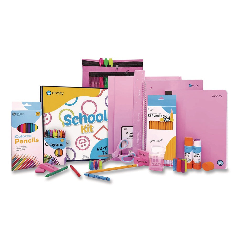 enday Back to School Supplies Kit for Grades K-5 - Pink (1-Kit)