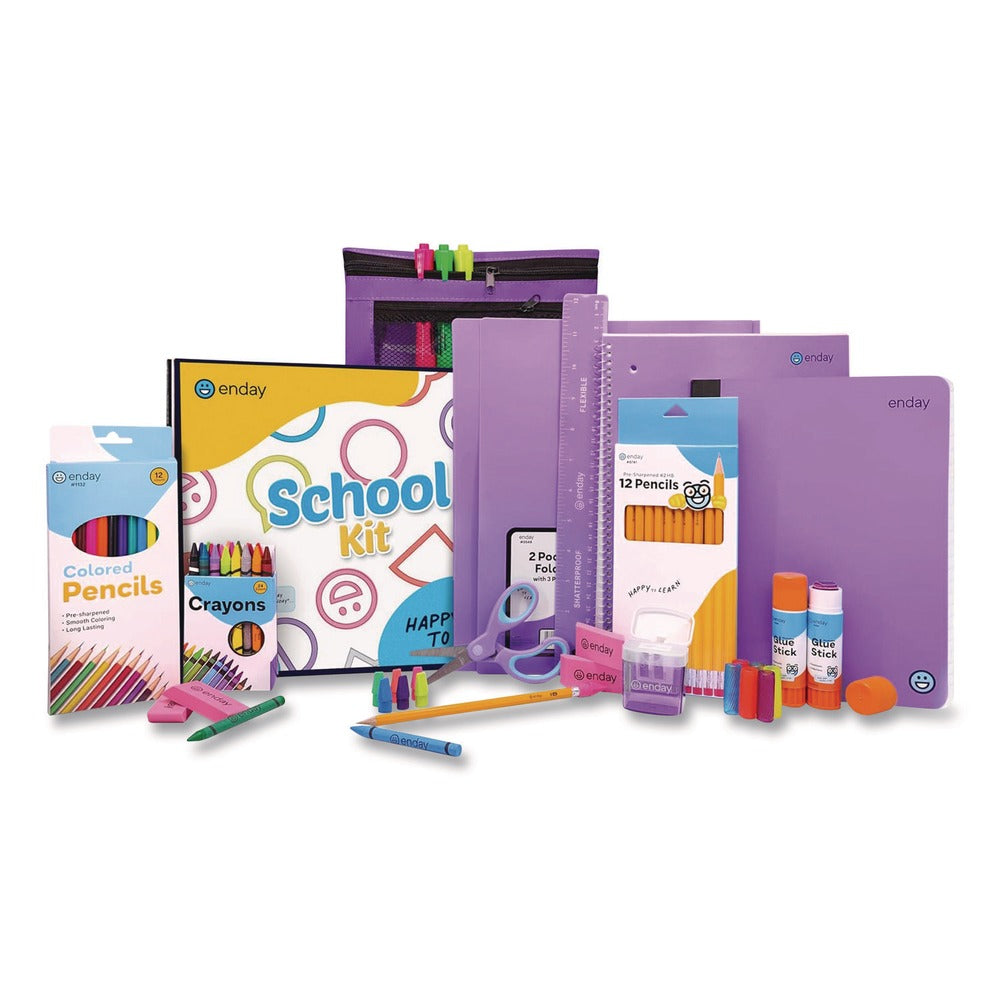 enday Back to School Supplies Kit for Grades K-5 - Purple (1-Kit)