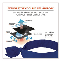 Ergodyne Chill-Its 6700 One Size Fits Most Cooling Bandana Polymer Tie Headband - Solid Blue