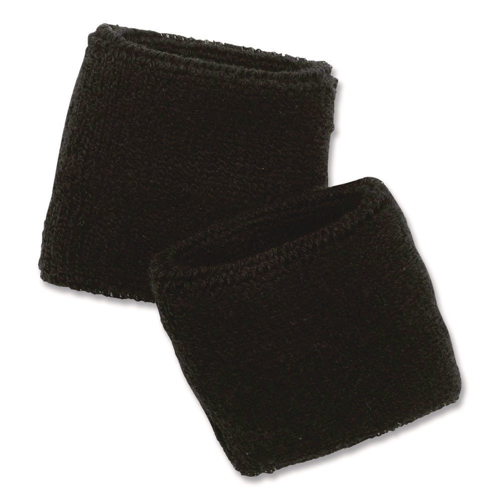 Ergodyne Chill-Its 6500 One Size Fits Most Cotton Terry Wrist Cloth Sweatband - Black