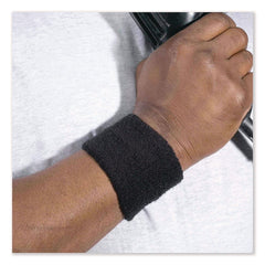 Ergodyne Chill-Its 6500 One Size Fits Most Cotton Terry Wrist Cloth Sweatband - Black