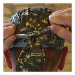 Ergodyne Chill-Its 6615 One Size Fits Most High-Performance Bandana Doo Rag with Terry Cloth Sweatband - Camo