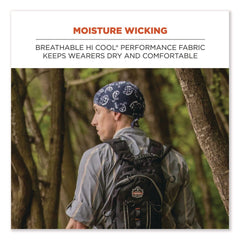 Ergodyne Chill-Its 6615 One Size Fits Most High-Performance Bandana Doo Rag with Terry Cloth Sweatband - Black