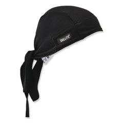 Ergodyne Chill-Its 6615 One Size Fits Most High-Performance Bandana Doo Rag with Terry Cloth Sweatband - Black
