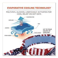 Ergodyne Chill-Its 6700CT One Size Fits Most Cooling Bandana PVA Tie Headband - Stars and Stripes