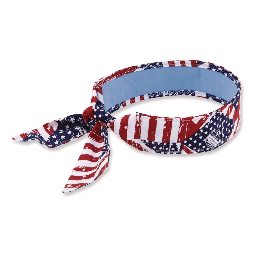Ergodyne Chill-Its 6700CT One Size Fits Most Cooling Bandana PVA Tie Headband - Stars and Stripes