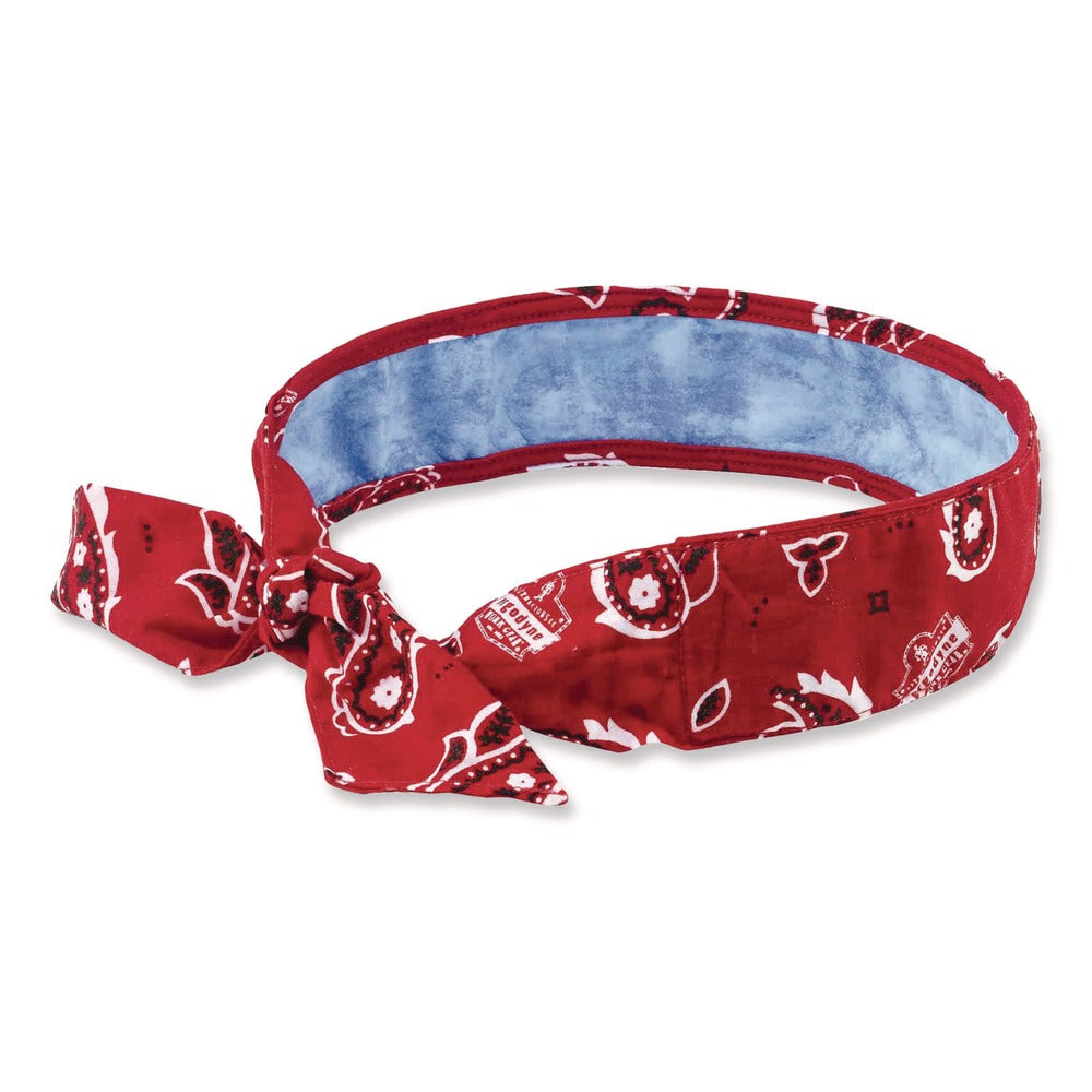 Ergodyne Chill-Its 6700CT One Size Fits Most Cooling Bandana PVA Tie Headband - Red Western