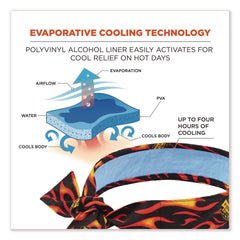 Ergodyne Chill-Its 6700CT One Size Fits Most Cooling Bandana PVA Tie Headband - Flames