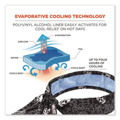 Ergodyne Chill-Its 6700CT One Size Fits Most Cooling Bandana PVA Tie Headband - Skulls