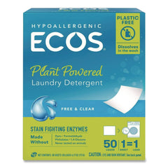 ECOS 953710CT Liquidless Laundry Detergent Sheets - Free and Clear (10/Carton)