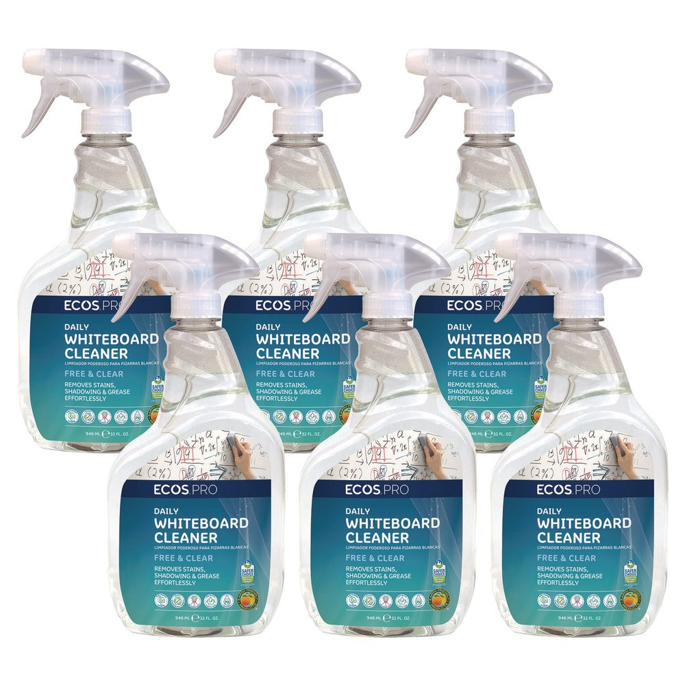 ECOS PRO 32 oz Spray Bottle Daily Whiteboard Cleaner - Free and Clear (6/Carton)