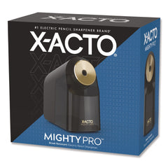 X-ACTO 4 in. x 8 in. x 7.5 in. AC-Powered Mighty Pro Electric Pencil Sharpener - Black/Gold/Smoke