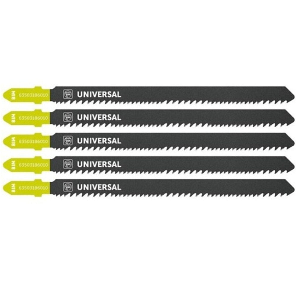 Fein (5/Pack) 4-3/8 in. 10-14 TPI Chrome-Vanadium T-Shank Jigsaw Blade