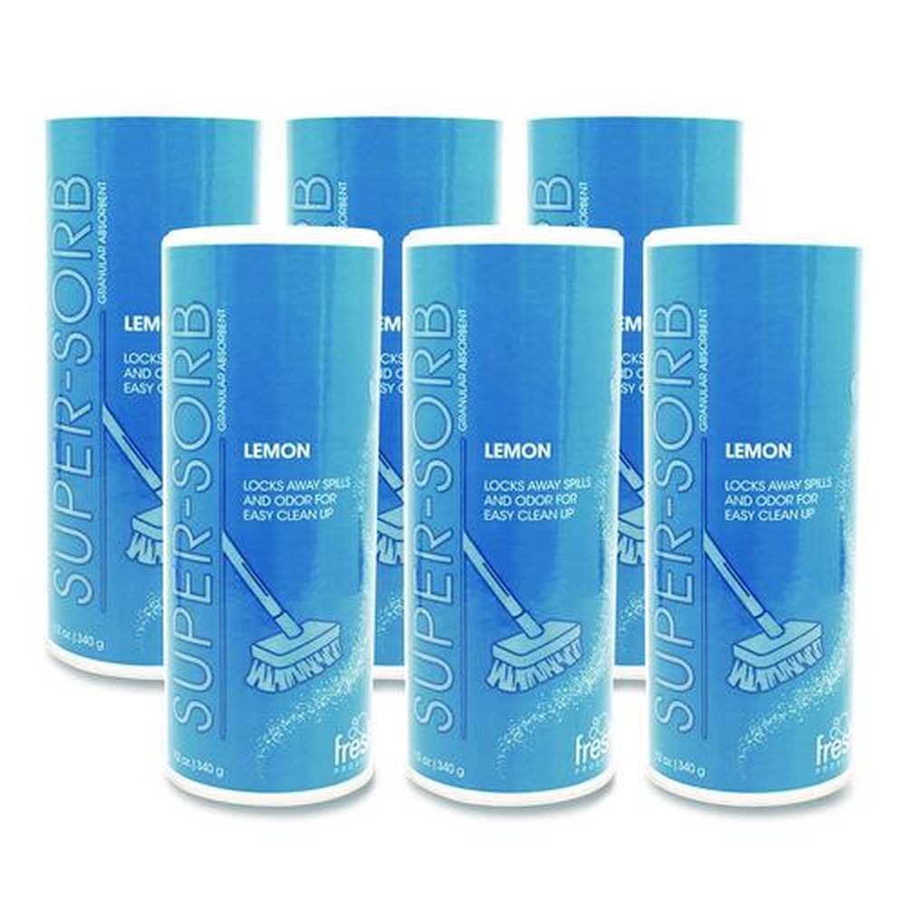 Fresh Products Super-Sorb 12 oz. Shaker Can 720 oz. Liquid Spill Absorbent - Lemon Scent (6/Box)