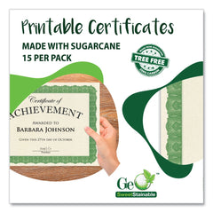 Geographics 8.5 in. x 11 in. Award Certificates - Natural with Green Braided Border (15/Pack)