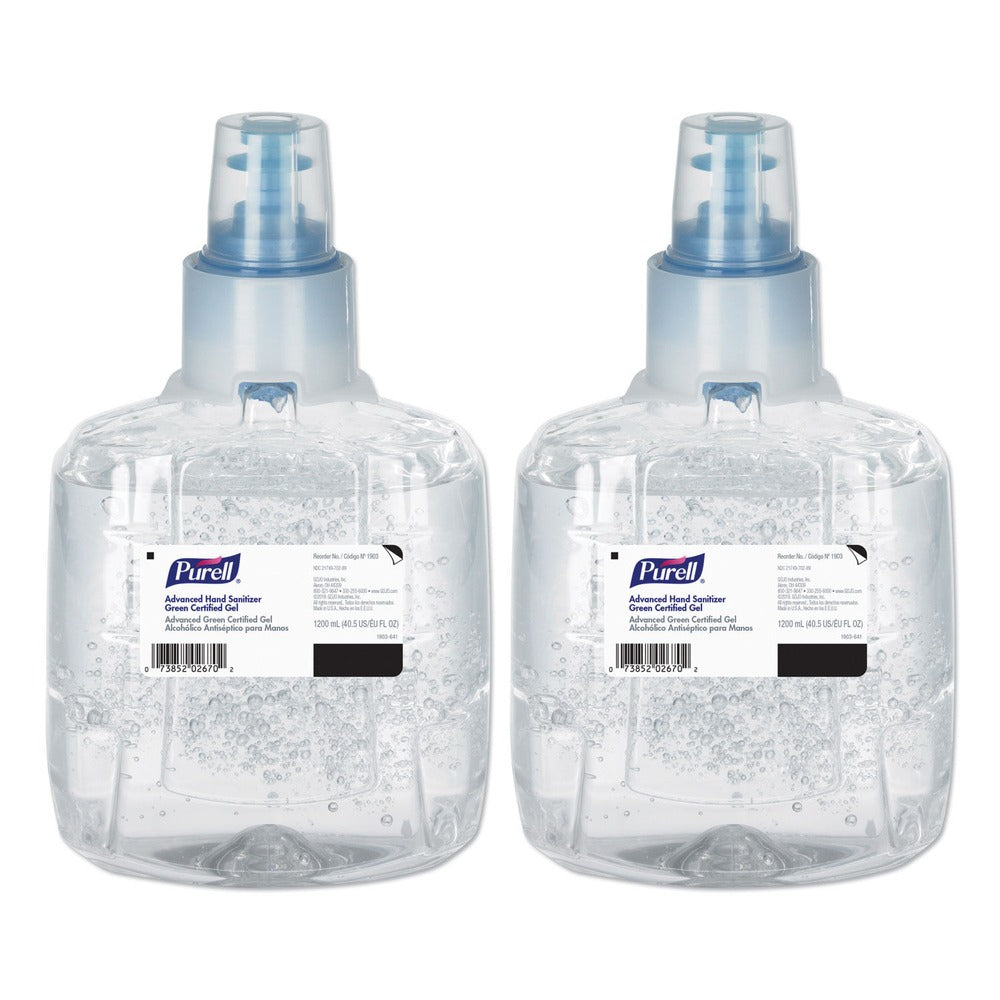 PURELL 1903-02 1200 ml Advanced Hand Sanitizer Green Certified Gel Refill for LTX-12 Dispensers (2/Carton)