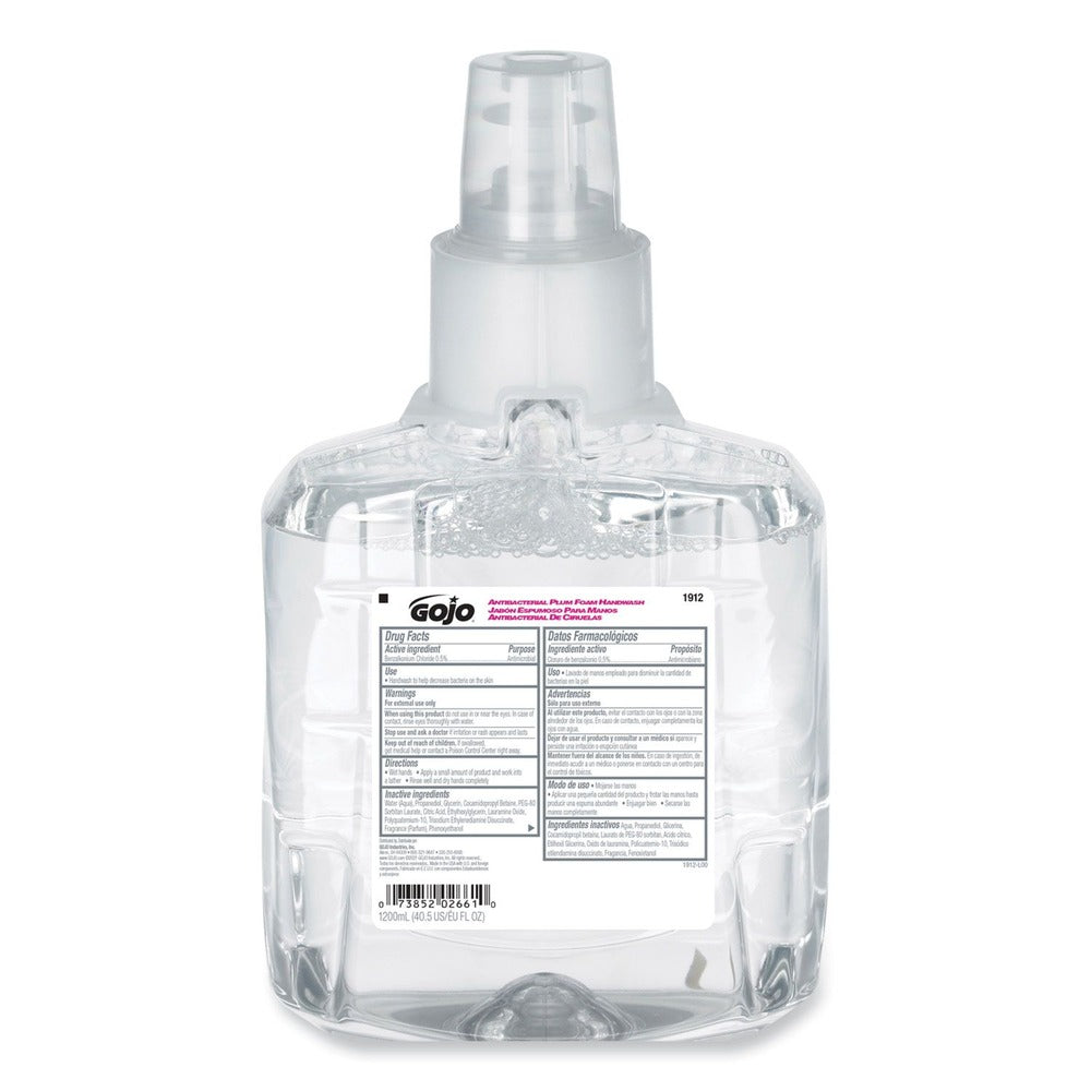 GOJO Industries 1200 ml Antibacterial Foam Handwash Refill for LTX-12 Dispenser - Plum Scent