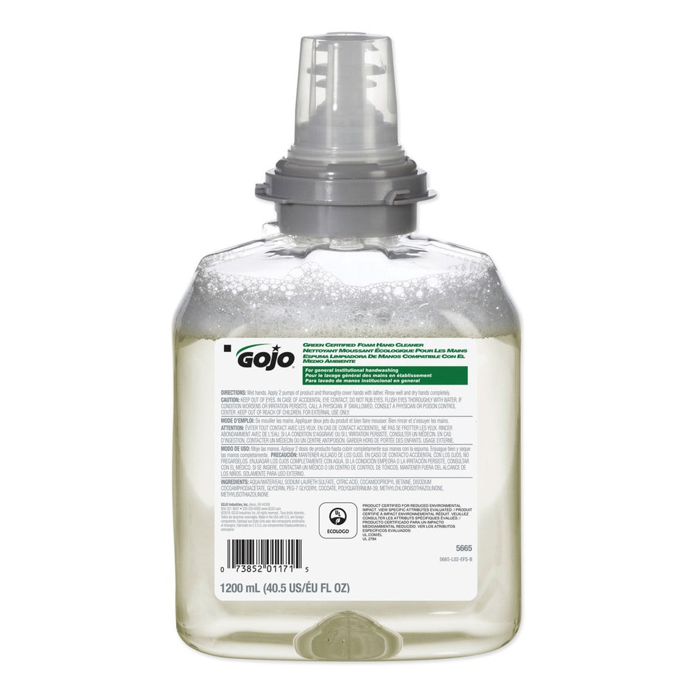 GOJO Industries 1,200 mL TFX Green Certified Foam Hand Cleaner Refill - Unscented