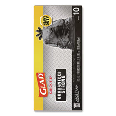 Glad 30 in. x 33 in. 30 gal. 0.81 mil Large Quick-Tie Trash Bags Tie-Flap - Black (10/Box 12 Boxes/Carton)