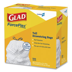 Glad 78526 13 Gallon 0.72 mil 24 in. x 27.38 in. Tall Kitchen Drawstring Trash Bags - Gray (100/Box)