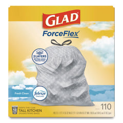Glad ForceFlex 10.19 in. x 9.81 in. 13-Gal. Tall Kitchen Drawstring Trash Bags - Fresh Clean Scent Gray (3/Carton)